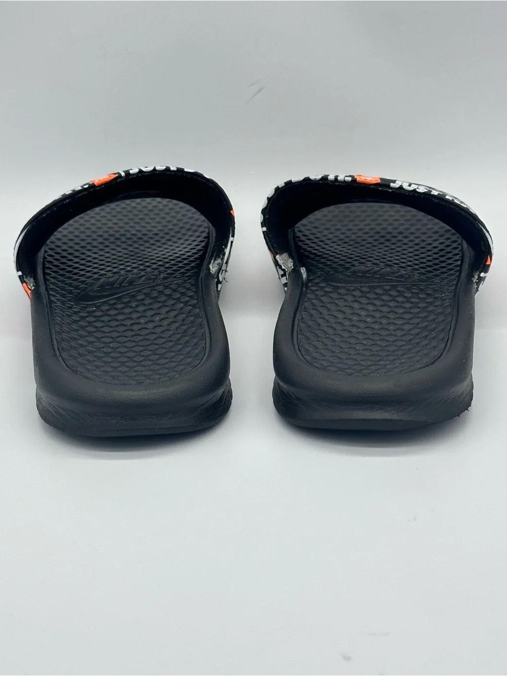 Nike Benassi JDI Print Just Do It Men's Slides Sandal Black Orange Size 9